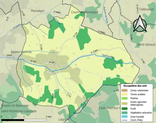 Carte en couleurs présentant l'occupation des sols.