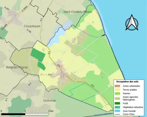 Carte en couleurs présentant l'occupation des sols.
