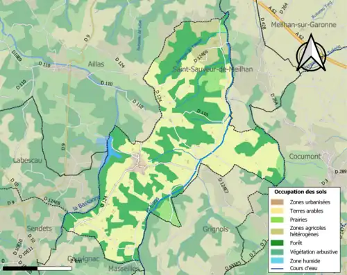 Carte en couleurs présentant l'occupation des sols.
