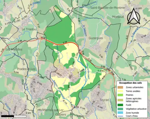 Carte en couleurs présentant l'occupation des sols.