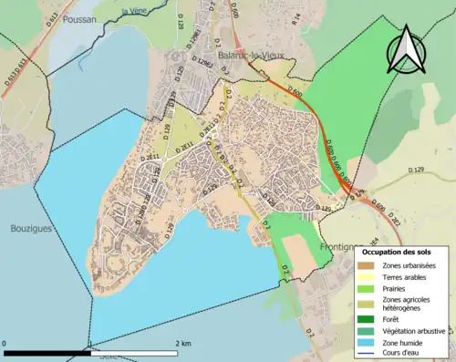 Carte en couleurs présentant l'occupation des sols.