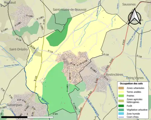 Carte en couleurs présentant l'occupation des sols.