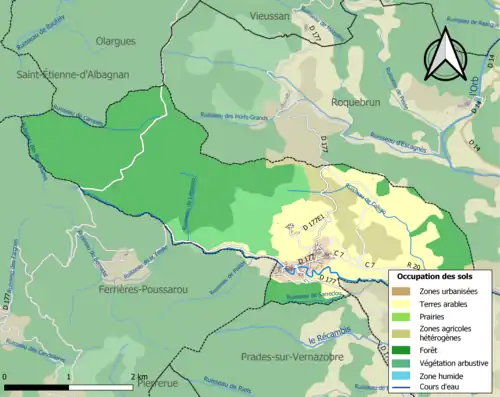 Carte en couleurs présentant l'occupation des sols.