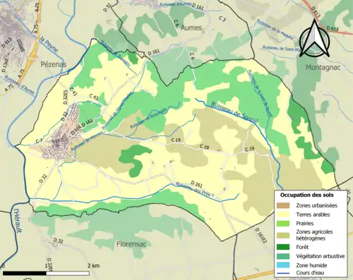 Carte en couleurs présentant l'occupation des sols.