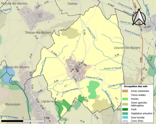 Carte en couleurs présentant l'occupation des sols.