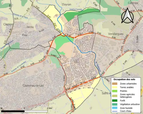 Carte en couleurs présentant l'occupation des sols.