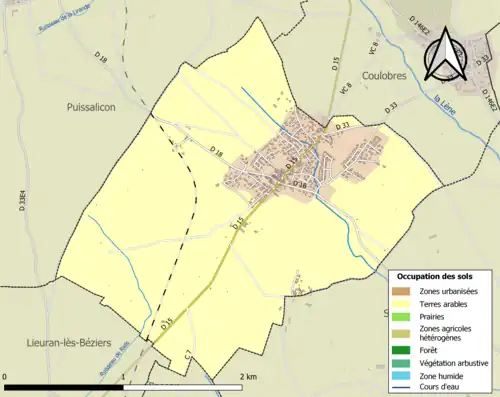 Carte en couleurs présentant l'occupation des sols.