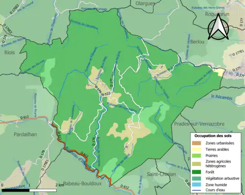 Carte en couleurs présentant l'occupation des sols.