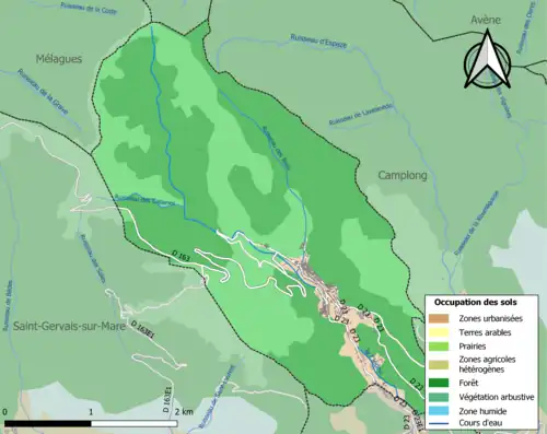 Carte en couleurs présentant l'occupation des sols.