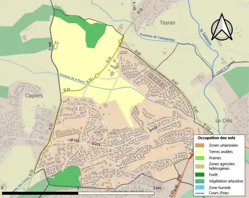 Carte en couleurs présentant l'occupation des sols.