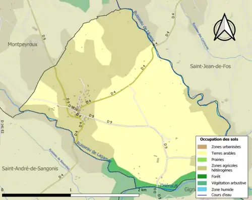 Carte en couleurs présentant l'occupation des sols.
