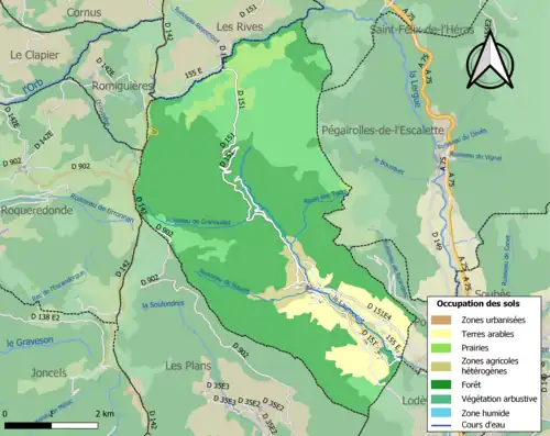 Carte en couleurs présentant l'occupation des sols.