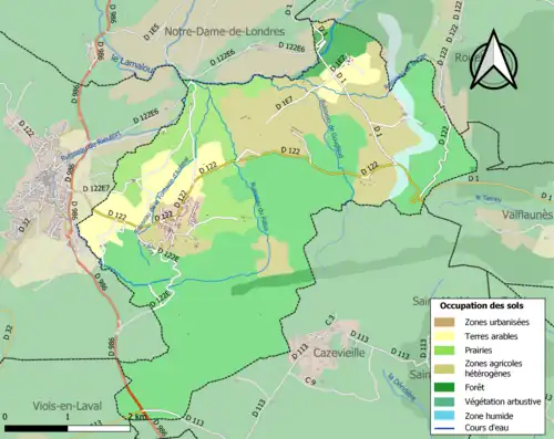 Carte en couleurs présentant l'occupation des sols.