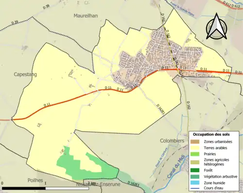 Carte en couleurs présentant l'occupation des sols.
