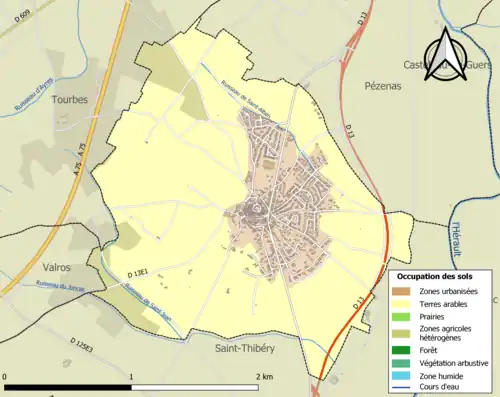 Carte en couleurs présentant l'occupation des sols.