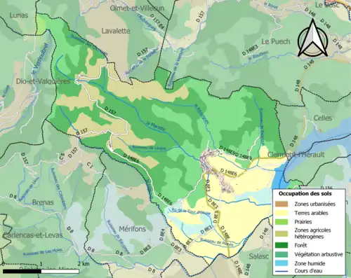 Carte en couleurs présentant l'occupation des sols.