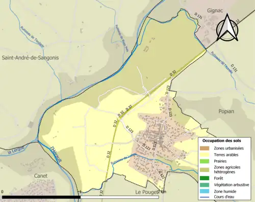 Carte en couleurs présentant l'occupation des sols.
