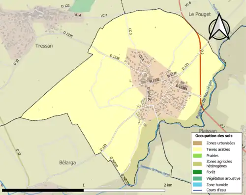 Carte en couleurs présentant l'occupation des sols.