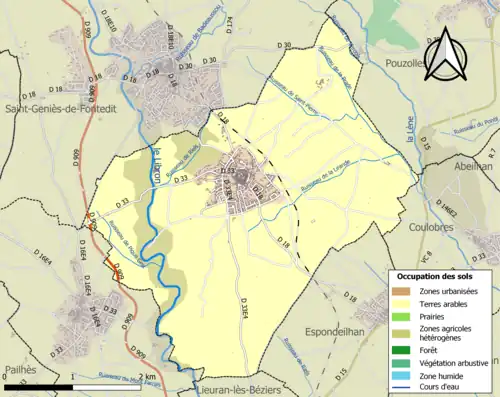 Carte en couleurs présentant l'occupation des sols.
