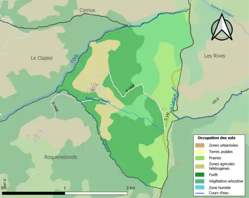 Carte en couleurs présentant l'occupation des sols.