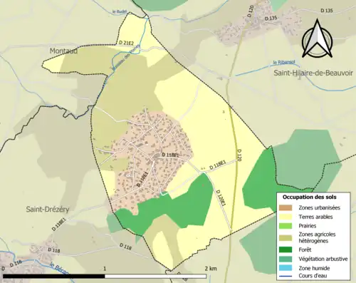 Carte en couleurs présentant l'occupation des sols.