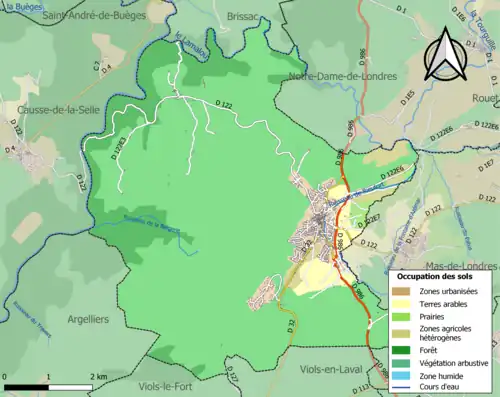 Carte en couleurs présentant l'occupation des sols.
