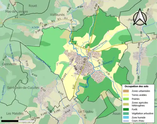 Carte en couleurs présentant l'occupation des sols.