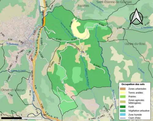 Carte en couleurs présentant l'occupation des sols.