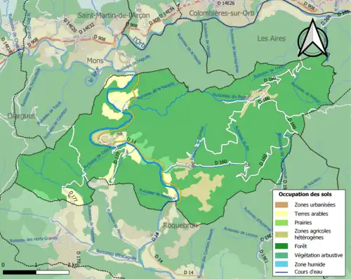 Carte en couleurs présentant l'occupation des sols.