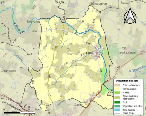 Carte en couleurs présentant l'occupation des sols.
