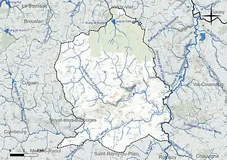 Carte du réseau hydrographique de la commune de Bazouges-la-Pérouse.