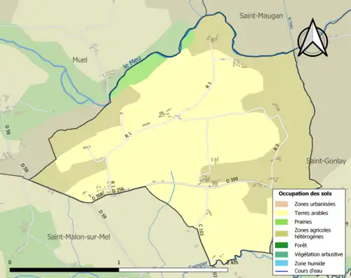 Carte en couleurs présentant l'occupation des sols.