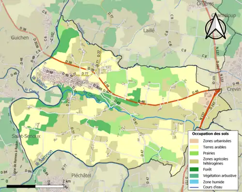 Carte en couleurs présentant l'occupation des sols.