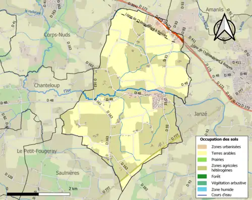 Carte en couleurs présentant l'occupation des sols.