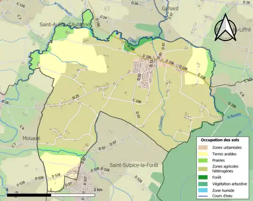 Carte en couleurs présentant l'occupation des sols.