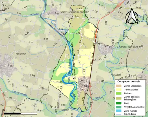 Carte en couleurs présentant l'occupation des sols.