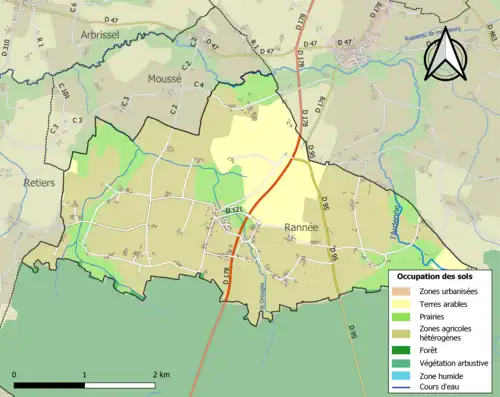 Carte en couleurs présentant l'occupation des sols.
