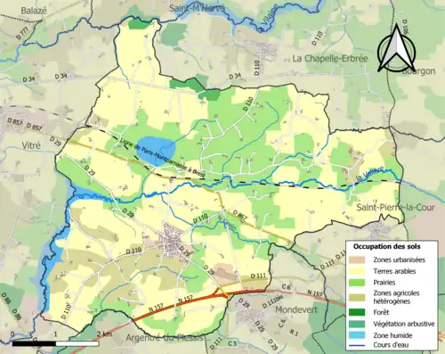 Carte en couleurs présentant l'occupation des sols.