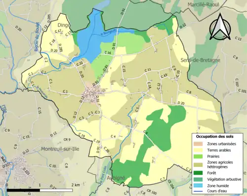 Carte en couleurs présentant l'occupation des sols.