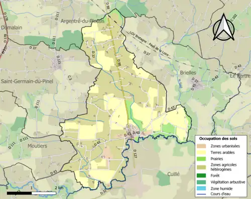 Carte en couleurs présentant l'occupation des sols.