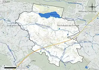 Carte du réseau hydrographique de la commune de Gosné.