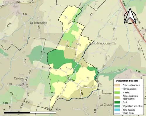 Carte en couleurs présentant l'occupation des sols.