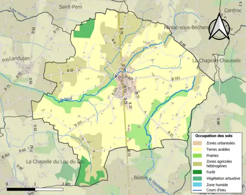 Carte en couleurs présentant l'occupation des sols.