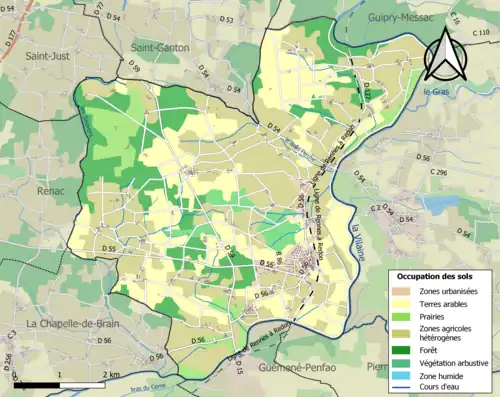 Carte en couleurs présentant l'occupation des sols.