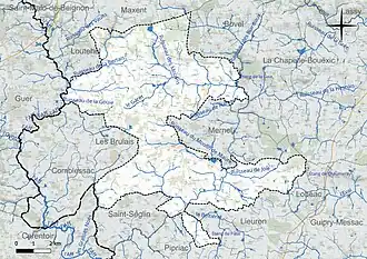 Carte du réseau hydrographique de la commune du Val d'Anast.