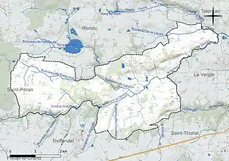 Carte du réseau hydrographique de Monterfil.