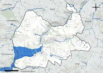 Carte du réseau hydrographique de Montreuil-sous-Pérouse.
