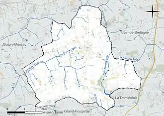Carte du réseau hydrographique de la commune de La Noë-Blanche.