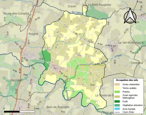 Carte en couleurs présentant l'occupation des sols.