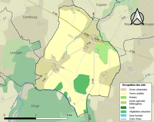 Carte en couleurs présentant l'occupation des sols.